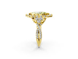 Yellow gold Fancy Yellow Marquise Cut Diamond Halo Ring with Pavé Band and Four-Prong Setting_19