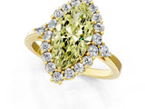 Yellow gold Fancy Yellow Marquise Cut Diamond Halo Ring with Pear Side Stones and Prong Setting_18
