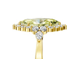 Yellow gold Fancy Yellow Marquise Cut Diamond Halo Ring with Pear Side Stones and Prong Setting_22