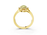 Yellow gold Fancy Yellow Marquise  Cut Diamond Halo Ring with Round Brilliant Halo and Solitaire Band_3