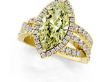 Yellow gold Fancy Yellow Marquise Cut Diamond Halo Ring with Round Split Shank and Prong Setting_37