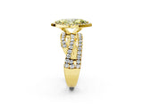 Yellow gold Fancy Yellow Marquise Cut Diamond Halo Ring with Round Split Shank and Prong Setting_38