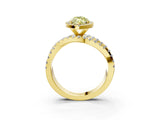 Yellow gold Fancy Yellow Marquise Cut Diamond Halo Ring with Round Split Shank and Prong Setting_39