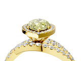 Yellow gold Fancy Yellow Marquise Cut Diamond Halo Ring with Round Split Shank and Prong Setting_40