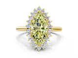 Yellow gold Fancy Yellow Marquise  Cut Diamond Halo Ring with Solitaire Band and Prong Setting_30