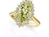 Yellow gold Fancy Yellow Marquise  Cut Diamond Halo Ring with Solitaire Band and Prong Setting_31