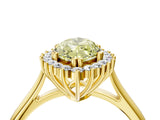 Yellow gold Fancy Yellow Marquise  Cut Diamond Halo Ring with Solitaire Band and Prong Setting_34
