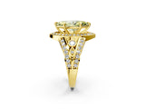 Yellow gold Fancy Yellow Marquise Cut Diamond Halo Ring with Split Shank and Bezel Accents and Four-Prong Setting_2