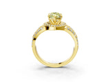 Yellow gold Fancy Yellow Marquise Cut Diamond Halo Ring with Split Shank and Bezel Accents and Four-Prong Setting_3