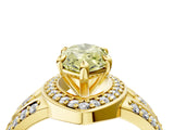 Yellow gold Fancy Yellow Marquise Cut Diamond Halo Ring with Split Shank and Bezel Accents and Four-Prong Setting_4