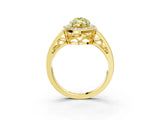 Yellow gold Fancy Yellow Marquise Cut Diamond Halo Ring with Split Shank and Bezel Accents and Prong Setting_3