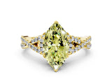 Yellow gold Fancy Yellow Marquise Cut Diamond  Halo Twist Band Solitaire Prong Setting Ring_12