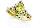 Yellow gold Fancy Yellow Marquise Cut Diamond  Halo Twist Band Solitaire Prong Setting Ring_13