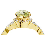 Yellow gold Fancy Yellow Marquise Cut Diamond  Halo Twist Band Solitaire Prong Setting Ring_16