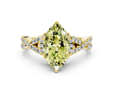 Yellow gold Fancy Yellow Marquise Cut Diamond  Halo Twist Band Solitaire Prong Setting Ring_48