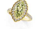 Yellow gold Fancy Yellow Marquise  Cut Diamond Milgrain Floral Halo Engagement Ring with Pavé Band_16
