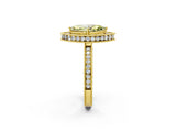 Yellow gold Fancy Yellow Marquise Cut Diamond Milgrain Halo Engagement Ring with Round Pavé Band and Prong Setting_14