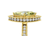 Yellow gold Fancy Yellow Marquise Cut Diamond Milgrain Halo Engagement Ring with Round Pavé Band and Prong Setting_17