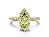 Yellow gold Fancy Yellow Marquise  Cut Diamond Pavé Band Ring with Four-Prong Setting