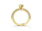 Yellow gold Fancy Yellow Marquise Cut Diamond Pavé Band Solitaire Ring with Prong Setting_20