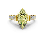 Yellow gold Fancy Yellow Marquise  Cut Diamond Pavé Band Solitaire with Four-Prong Setting_18