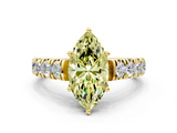 Yellow gold Fancy Yellow Marquise  Cut Diamond Pavé Band Solitaire with Four-Prong Setting_3