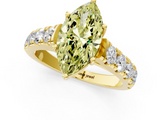 Yellow gold Fancy Yellow Marquise  Cut Diamond Pavé Band Solitaire with Four-Prong Setting_4