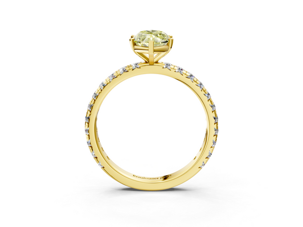 Yellow gold Fancy Yellow Marquise  Cut Diamond Pavé Band with Four-Prong Setting