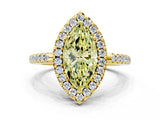 Yellow gold Fancy Yellow Marquise Cut Diamond Pavé Halo Ring with Four-Prong Setting_17