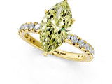 Yellow gold Fancy Yellow Marquise Cut Diamond Pavé Solitaire Ring with Round Band and Prong Setting_13