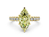 Yellow gold Fancy Yellow Marquise Cut Diamond Pavé Solitaire Ring with Round Band and Prong Setting_24