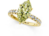 Yellow gold Fancy Yellow Marquise Cut Diamond Pavé Solitaire Ring with Round Band and Prong Setting_25