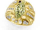 Yellow gold Fancy Yellow Marquise Cut Diamond Pave Art Deco Split Shank Ring with Four-Prong Setting_1
