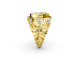 Yellow gold Fancy Yellow Marquise Cut Diamond Pave Art Deco Split Shank Ring with Four-Prong Setting_2