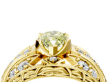 Yellow gold Fancy Yellow Marquise Cut Diamond Pave Art Deco Split Shank Ring with Four-Prong Setting_4
