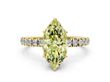 Yellow gold Fancy Yellow Marquise Cut Diamond Pave Band Solitaire Ring with Four-Prong Setting_17