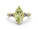 Yellow gold Fancy Yellow Marquise  Cut Diamond Ring with Baguette Side Stones, Channel Set Band, and Four-Prong Setting_24
