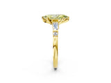 Yellow gold Fancy Yellow Marquise  Cut Diamond Ring with Baguette Side Stones, Channel Set Band, and Four-Prong Setting_26