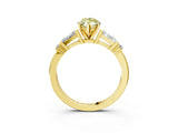 Yellow gold Fancy Yellow Marquise  Cut Diamond Ring with Baguette Side Stones, Channel Set Band, and Four-Prong Setting_27