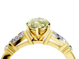 Yellow gold Fancy Yellow Marquise  Cut Diamond Ring with Baguette Side Stones, Channel Set Band, and Four-Prong Setting_28