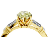 Yellow gold Fancy Yellow Marquise  Cut Diamond Ring with Baguette Side Stones, Channel Set Band, and Four-Prong Setting_4