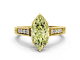 Yellow gold Fancy Yellow Marquise Cut Diamond Ring with Milgrain Pavé Band and Four-Prong Setting_20