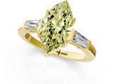 Yellow gold Fancy Yellow Marquise  Cut Diamond Ring with Tapered Baguette Side Stones in Four-Prong Setting_1