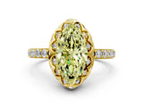 Yellow gold Fancy Yellow Marquise Cut Diamond Scalloped Halo Engagement Ring with Round Shared Prong Band_12