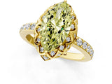 Yellow gold Fancy Yellow Marquise Cut Diamond Scalloped Halo Engagement Ring with Round Shared Prong Band_13