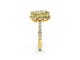 Yellow gold Fancy Yellow Marquise Cut Diamond Scalloped Halo Engagement Ring with Round Shared Prong Band_14
