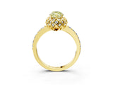 Yellow gold Fancy Yellow Marquise Cut Diamond Scalloped Halo Engagement Ring with Round Shared Prong Band_15