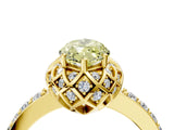 Yellow gold Fancy Yellow Marquise Cut Diamond Scalloped Halo Engagement Ring with Round Shared Prong Band_16