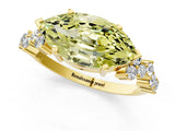 Yellow gold Fancy Yellow Marquise Cut Diamond Scattered Round Accent Ring with Prong Setting_13