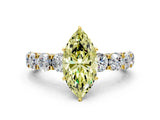 Yellow gold Fancy Yellow Marquise Cut Diamond Side Stone Engagement Ring with Four-Prong Setting_24